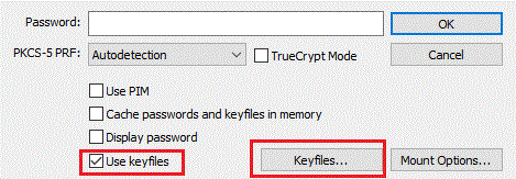 VeraCrypt Keyfiles dialog